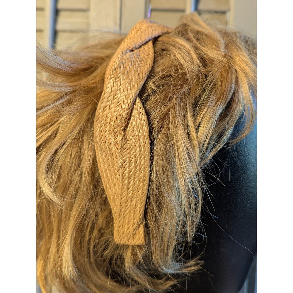 Braided raffia crisscross design headband